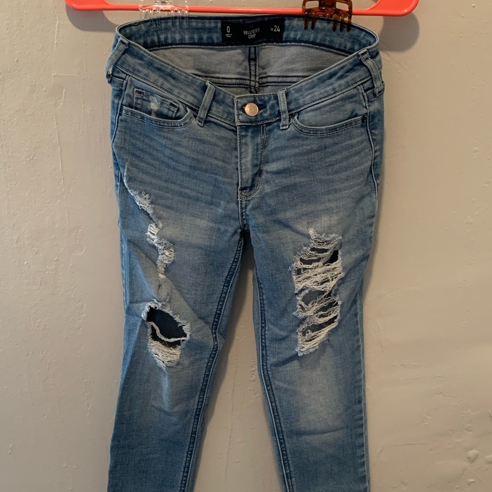 Cropped Distressed Denim